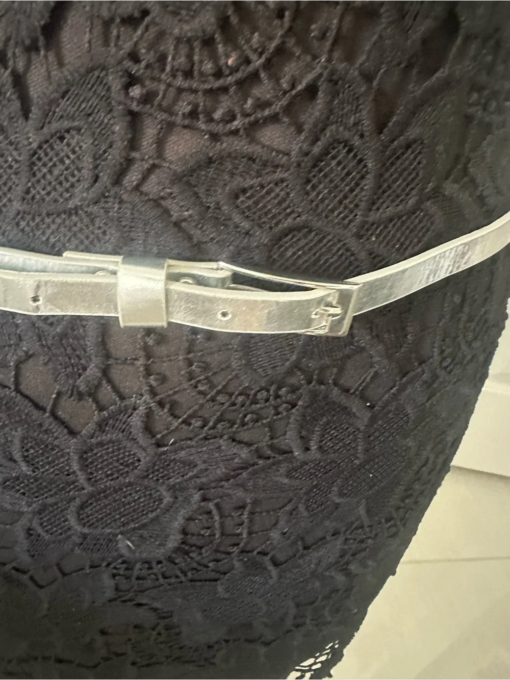 Slim Metallic Silver Women's Belt with Polished Buckle